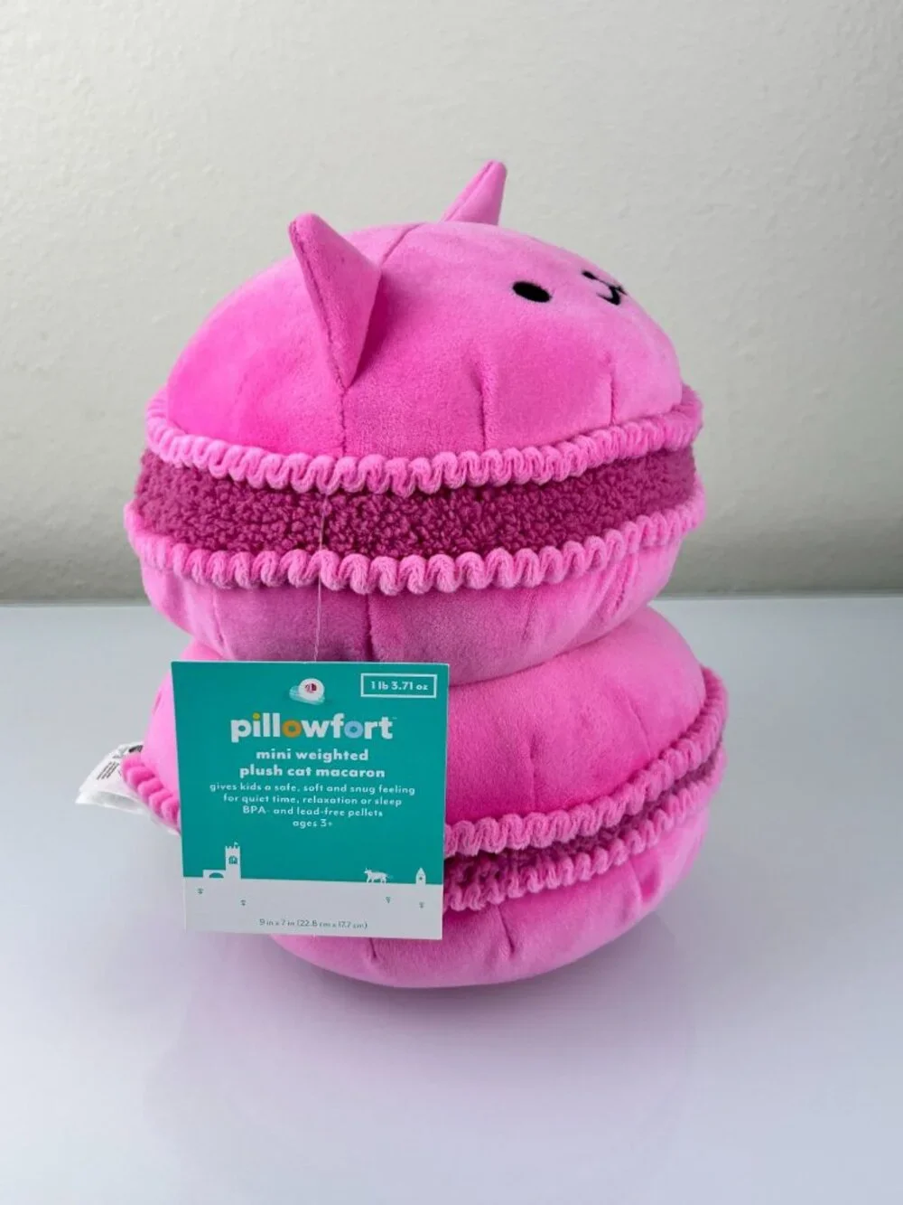 Pillowfort Mini Weighted Cat Macaron Cookie Plush Comfort Stuffed Animal 1lb 4oz